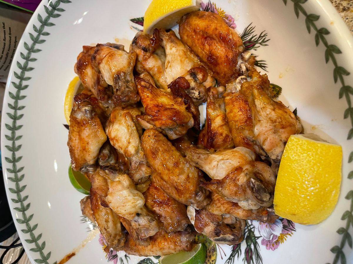 Roasted wings with mustard soy marinade