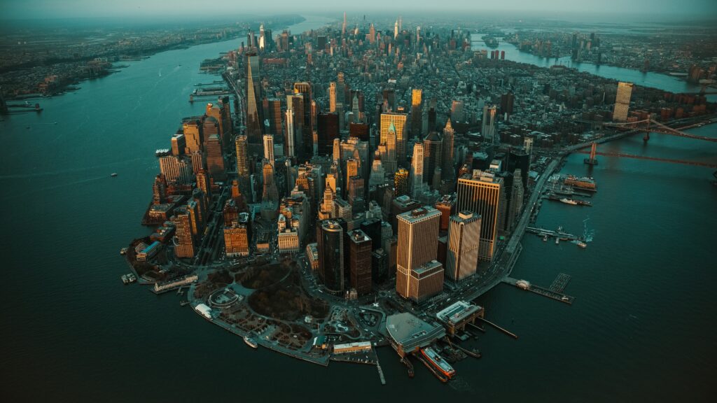 NYC skyline with diverse real estate, landscapes, and neighborhoods