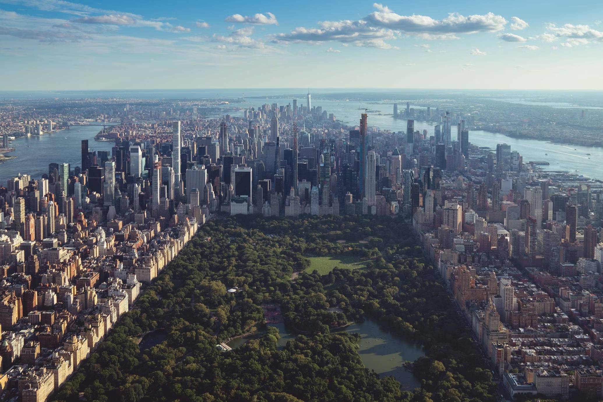 Skyline views of Central Park, Upper West Side, luxury real estate, Hudson River, East River, and Empire State Building